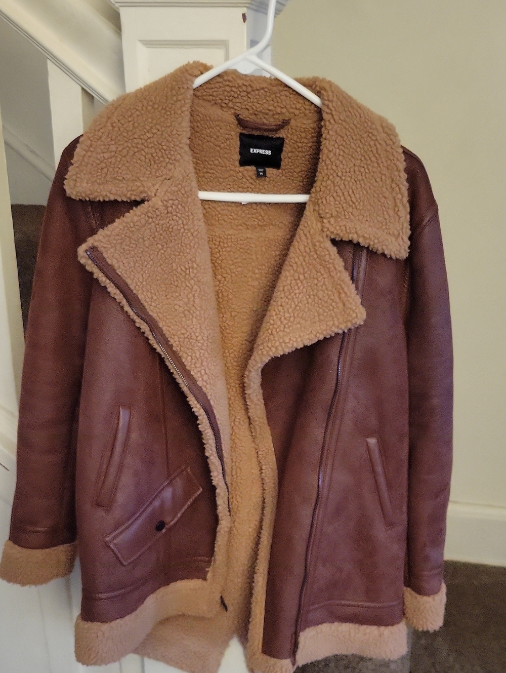 EXPRESS Faux Shearling Bomber Style Coat XS